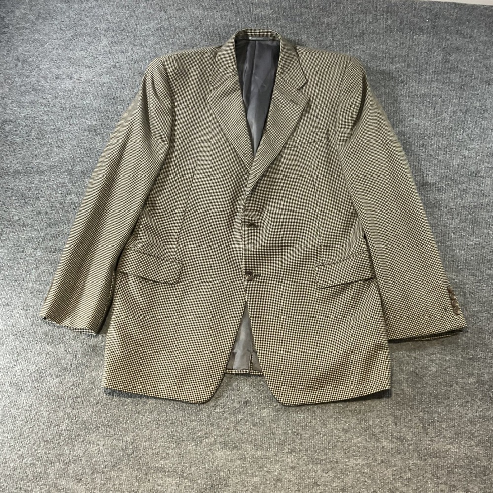 Hickey Freeman Madison 100% Cashmere Sport Coat Blazer Houndstooth Mens 44R